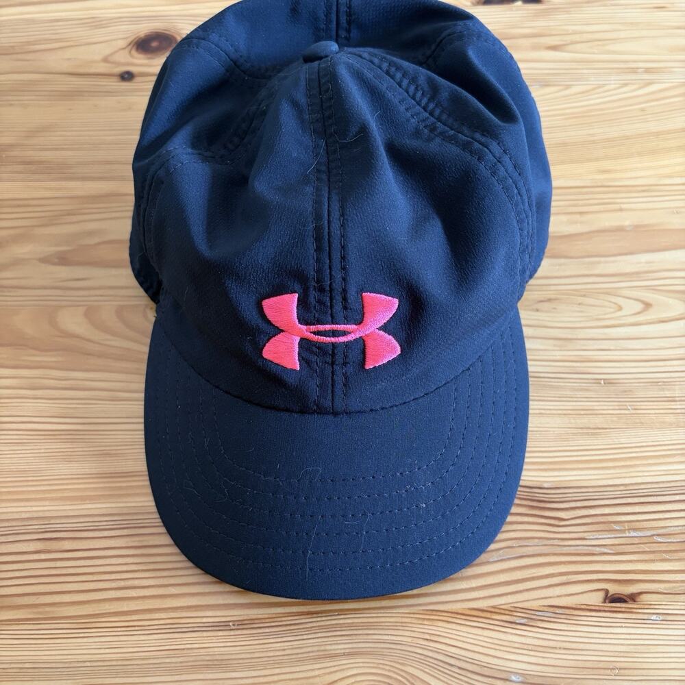 Women Under Armour Hat Strapback Black Pink Embroidered Logo Casual Polyester